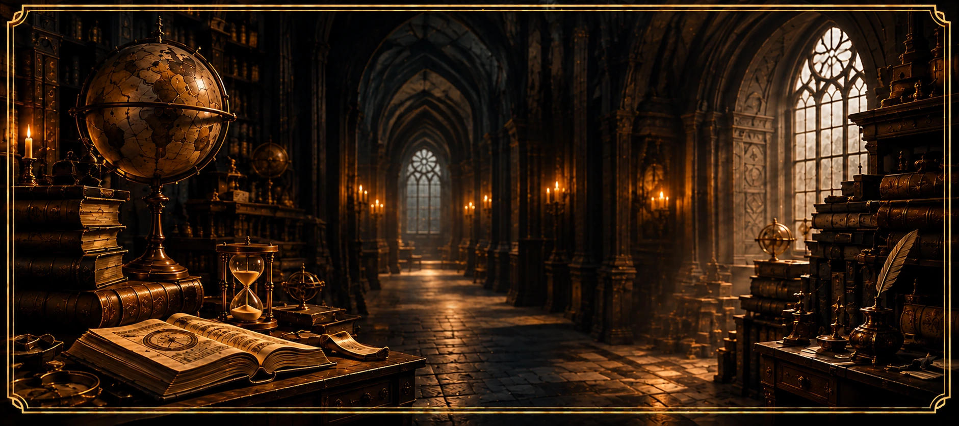 Escena limpia del Pasillo de los Tiempos dentro de El Archivo de las Sombras